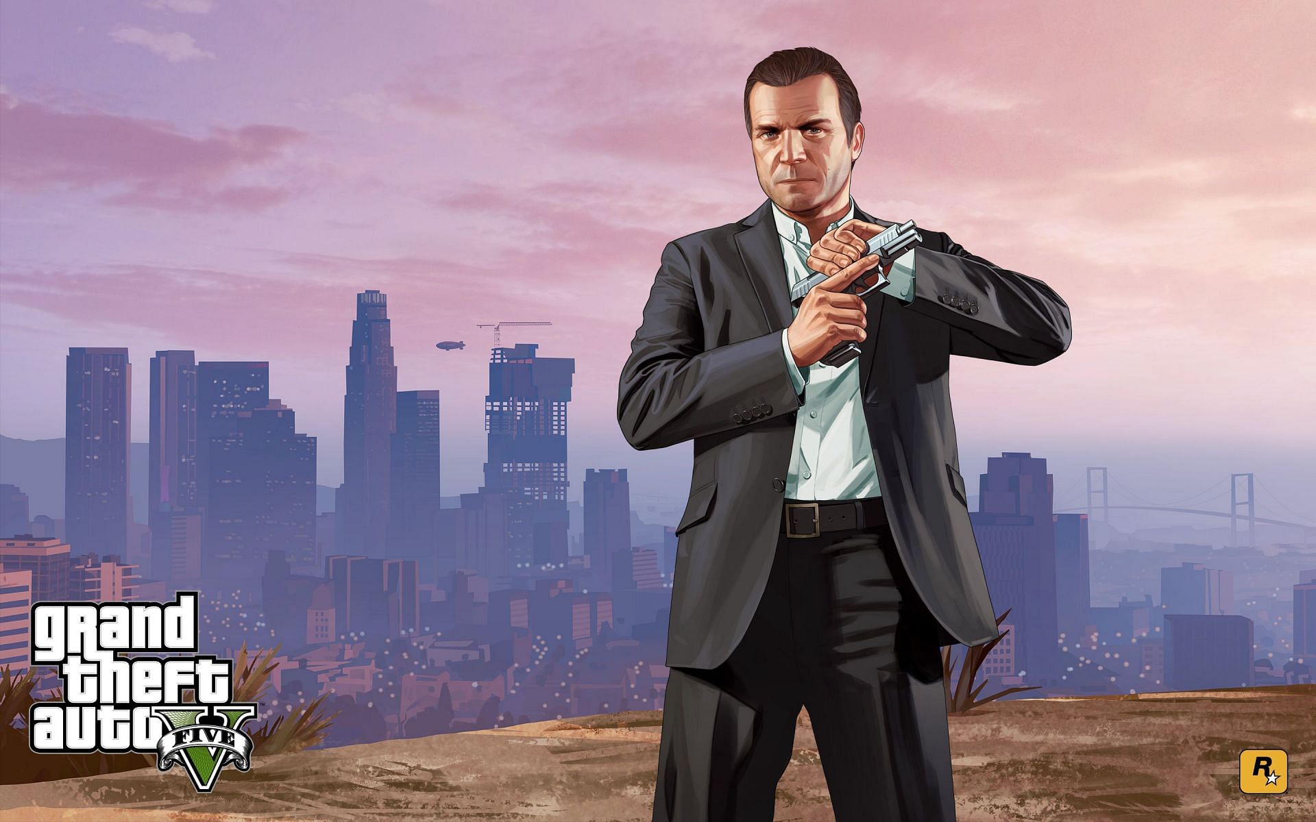 Michael De Santa's official GTA 5 artwork (Image via Rockstar Games)